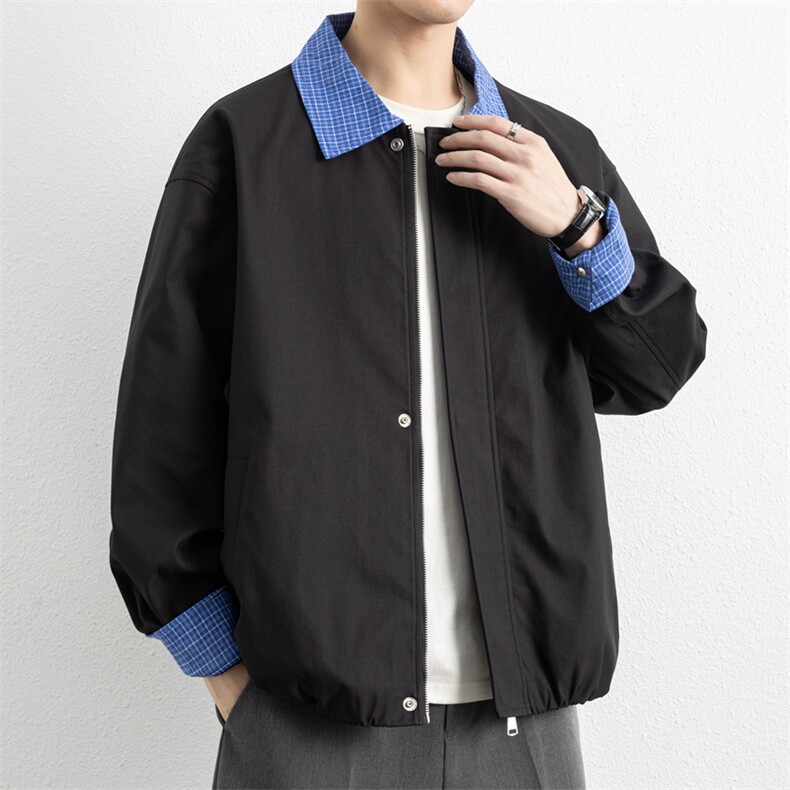 美式格子拼接cleanfit外套男设计感小众高级夹克JK265-P70,男装夹克,星座308B-2