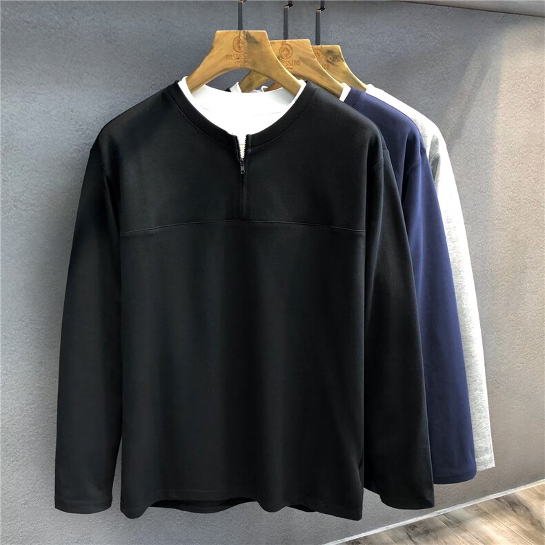 网络图，简约时尚百搭复合布料假两件卫衣XZ302B-1-W186P35,男装卫衣,星座302B-1
