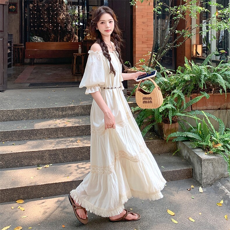 法式马甲流苏连衣裙两件套女2025夏季新款温柔风绝美别致长裙套装,女装连衣裙,浙宝305