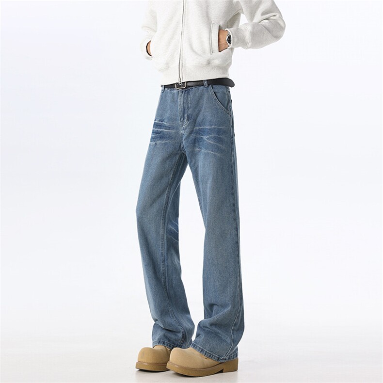 四季设计款牛仔裤闪电纹个性款修身微喇版型男女同款8927P45，男装牛仔裤，星座902A