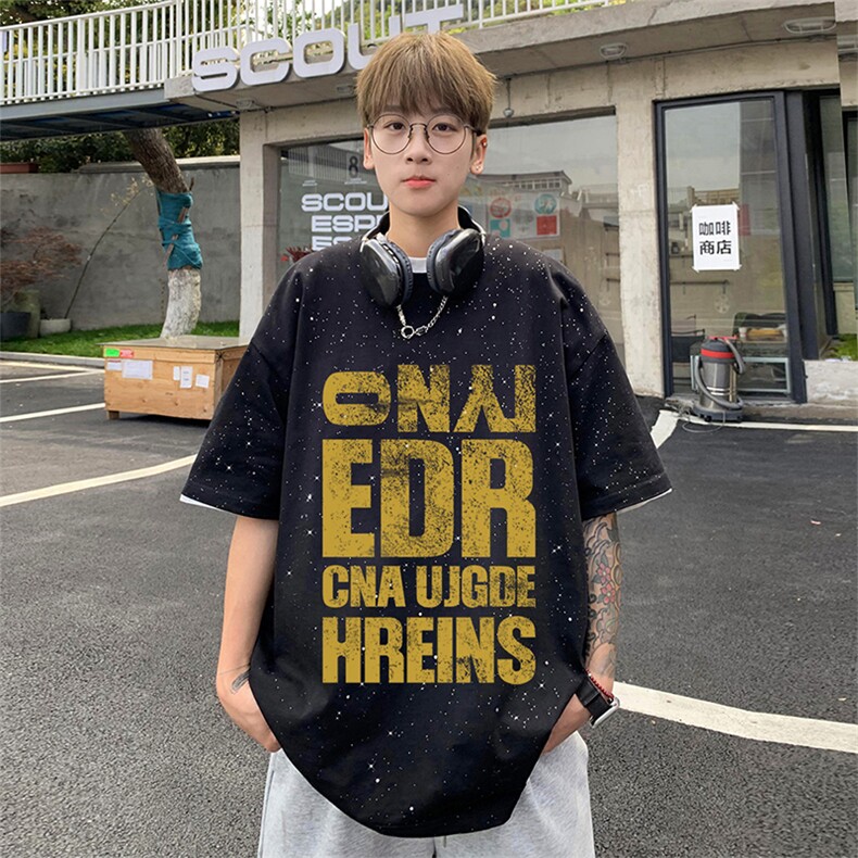 可48小时发货支持抖音得物来样二开美式满天星亮片短袖T恤MTX710,男装T恤,电商A486
