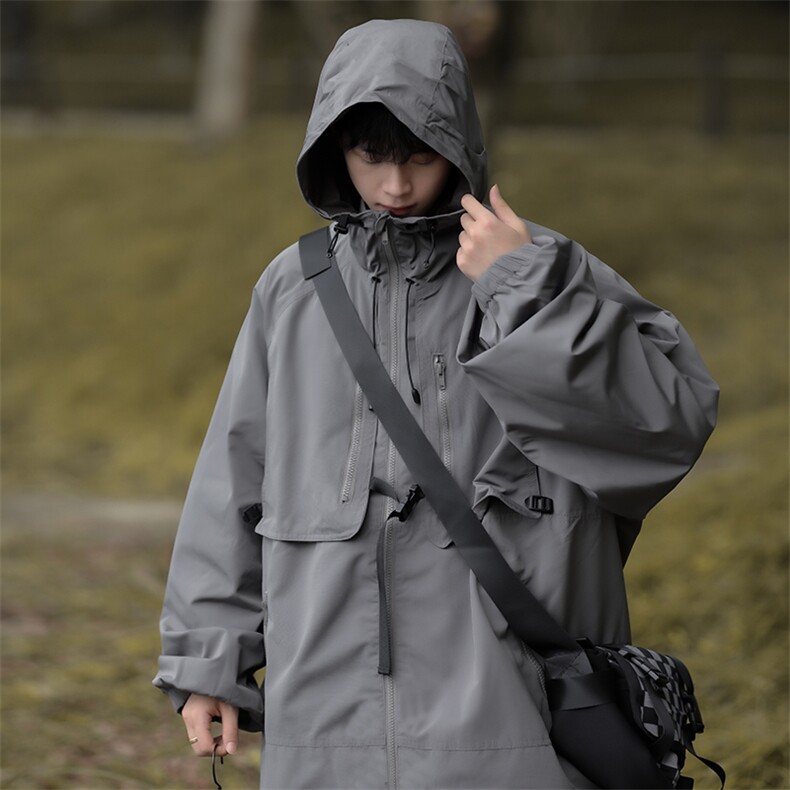 美式机能风宽松夹克外套秋季山系户外防风冲锋衣男装 W7909-P72图片