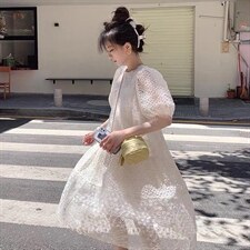 夏季新款仙女范欧根纱连衣裙，女装连衣裙，L·H·X