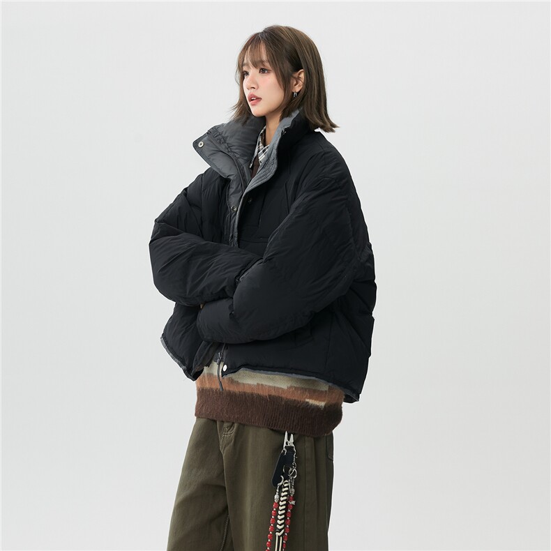 A337-Y002-P200冬季粉色立领撞色短款白鸭绒羽绒服控315,男装羽绒服,电商A337