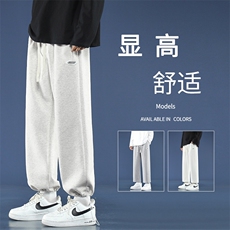 卫裤男系带休闲裤美式束脚裤舒适九分直筒裤子长裤WK03-1特批26，男装休闲裤，星座718-1
