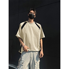 抖音得物二开品质240克宽松纯棉美式潮牌高街痞帅短袖T恤YQ43，男装T恤，电商A486