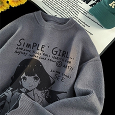 特批毛毯女孩字母印花时尚圆领毛衣针织衫A247-M88131特批45控68，男装针织衫/毛衣，电商A247