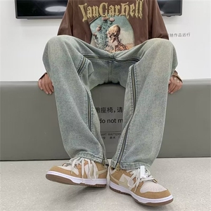 牛仔裤男秋季潮大码休闲裤子高街N5042P48图片