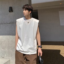 1美式港风四角星设计潮流背心大码M-5XL休闲背心男BX8764P25控39，男装背心/马甲，星座226-2