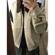 美式复古拼色翻领外套女秋季2025新款休闲宽松男女棒球服夹克上衣，男装夹克，星座1210-1