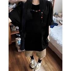 万针全刺绣工艺抖音得物高品质260克重磅纯棉双纱美式高街短袖T恤，男装T恤，电商A486