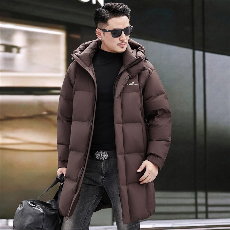 2025新款冬季中长款中年羽绒服男加厚90绒子中青年休闲羽绒服大衣，男装羽绒服，钱塘723