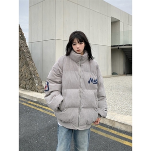 2024新款美式复古灯芯绒加厚外套男款冬季立领棉服情侣保暖棉图片