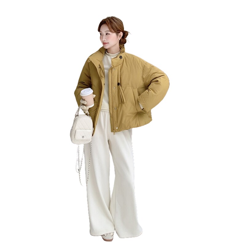 设计感宽松羽绒服女冬季短款小个子立领加厚防风保暖90白鸭绒外套,女装羽绒服,2C166