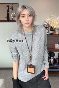 已下单10W件新款华棉270g长袖T恤男宽松结构打底上衣T6001-特P15图片