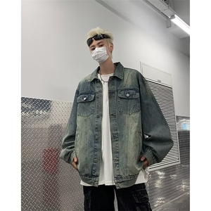 复古牛仔外套女春秋款高级感潮牌水洗做旧宽松休闲夹克男8841 P58图片