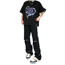 夏季美式高街破洞铆钉牛仔裤货号K750P60，男装牛仔裤，电商A063