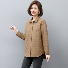 薄款棉衣女2022新款秋冬棉服妈妈薄款冬季棉袄韩系夹棉衬衫，女装棉衣/棉服，忆绮罗