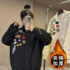 秋冬加绒加厚复古徽章潮牌刺绣棒球服男女情侣外套宽松夹克上衣潮，男装夹克，星座506A