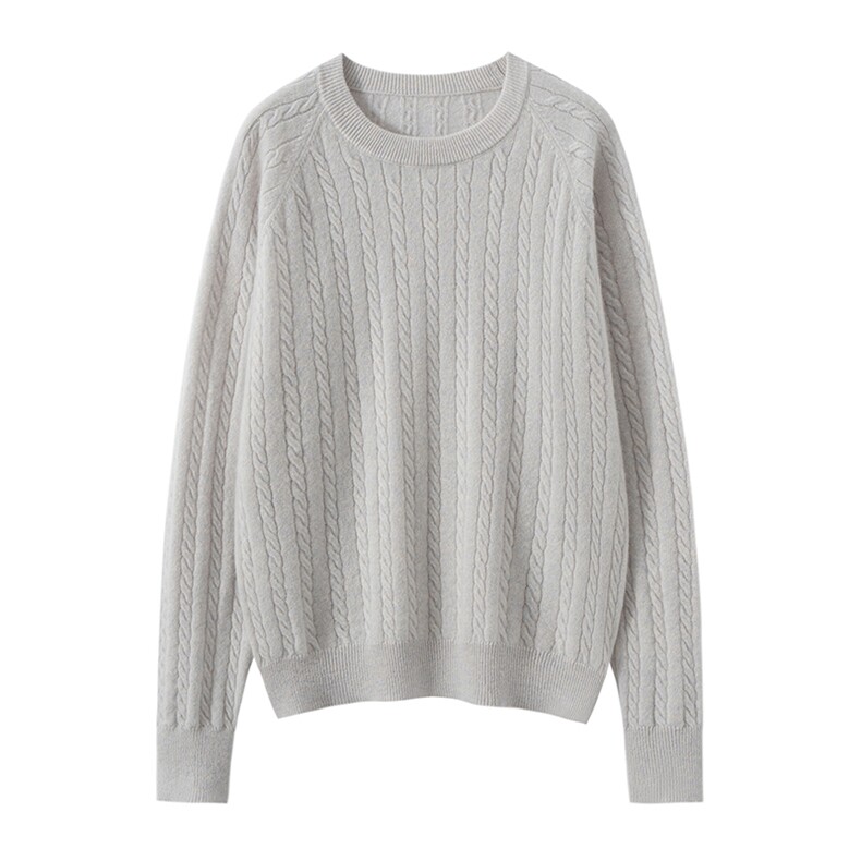 2025秋冬新款女羊绒衫纯色宽松绞花羊绒衫御寒羊绒毛衣,女装羊绒衫,羢衣兜