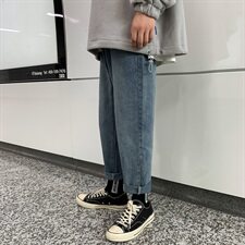 现货新款男士直筒宽松老爹裤潮流牛仔裤中性港风，男装牛仔裤，星座1008