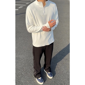 网图慎用 插肩袖半拉链双面德绒大码长袖T恤男T24508-特P25控48图片