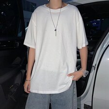 男潮流夏季圆领T恤宽松短袖满天星喷金五分袖T3052P24，男装T恤，星座1116-2
