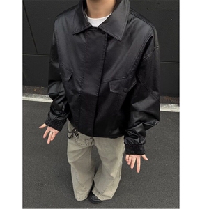 欧美街头宽松机车服皮衣男潮高级感飞行员PU皮夹克外套W6384-P70图片