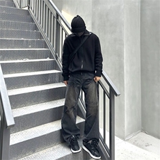抖音得物保暖立领拉链针织外套秋冬宽松慵懒风纯色毛衣上衣AM02，男装针织衫/毛衣，电商A443