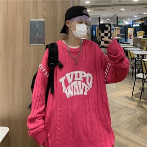 套头毛衣男宽松秋冬新款设计感小众绣花情侣针织衫外套W9035-P48图片