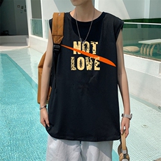 ！港风2023夏季无袖背心男加肥加大码宽松短袖T恤男BX267-P20，男装背心/马甲，电商B371