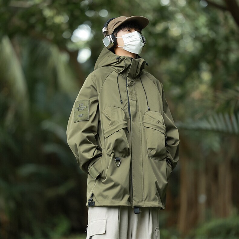 户外工装风口袋冲锋衣外套风衣男女连帽百搭休闲夹克2353-P70,男装夹克,星座1403A