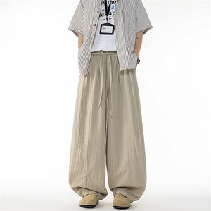 8XL-M亚麻弯刀裤直筒阔腿裤子男夏季宽松大码运动灯笼裤KZ068P60图片