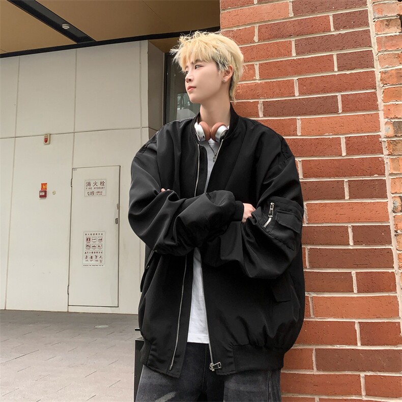 阿尔法飞行员外套男秋季潮牌宽松机能垫肩棒球服男生痞帅休闲衣服,男装夹克,电商B371