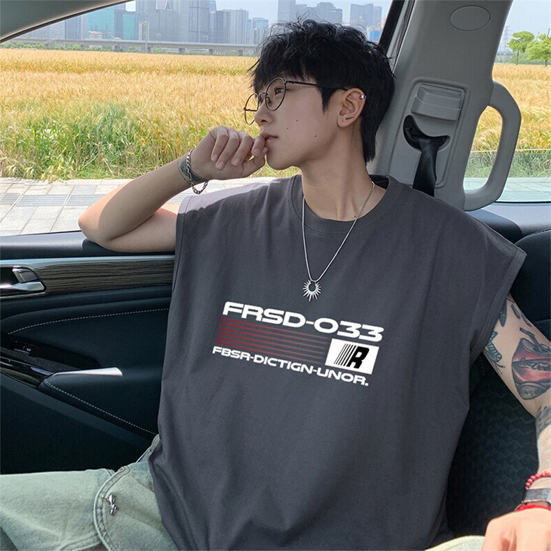 可48小时发货支持抖音得物来样二开240克重磅美式纯棉背心无袖t恤,男装T恤,电商A486