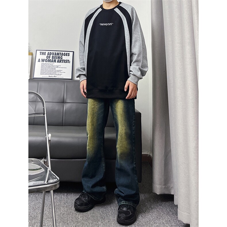 B221美式ins高街暗黑光版修身微喇牛仔裤LK23137-P55控78,男装牛仔裤,电商B221