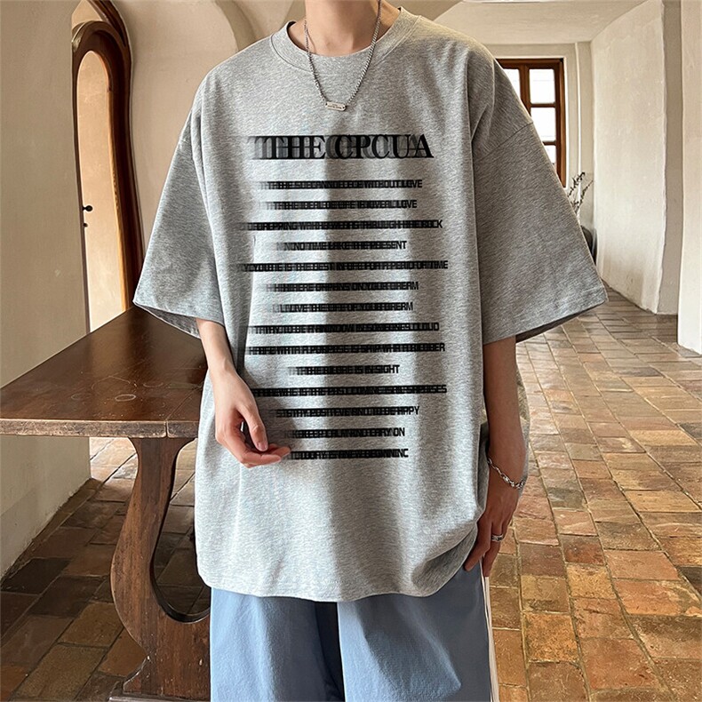 抖音得物二开现货供应220克夏装重磅美式高街宽松短袖t恤MT95图片