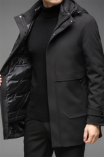 冬季男羽绒服纯色外套中青年男连帽白鸭绒休闲中长款DS9903-P285，男装羽绒服，电商B212（原钱塘6029）