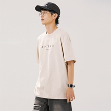 2025夏季新款男装日系潮牌纯色圆领宽松短袖休闲T恤半袖T922-F38，男装T恤，电商A101（原外27）