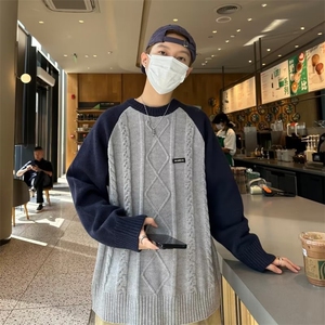 美式圆领毛衣男慵懒风休闲针织衫 M320 P46图片