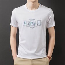 商务休闲圆领短袖t恤男士2023夏季打底衫印花百搭潮流时尚体恤衫，男装T恤，电商B212（原钱塘6029）
