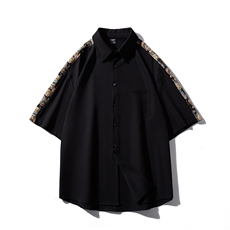 1小熊短袖衬衫男+短裤大码M-5XL套装92%聚酯纤维8%氨纶TZ77058P70，男装衬衫，星座226-2