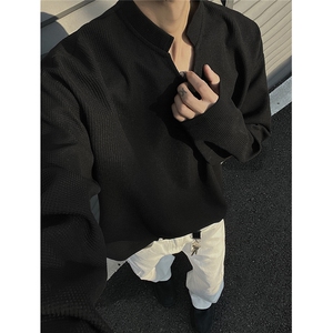黑墙-2026春季打底衫宽松长袖T恤春装亨利领男女上衣S386特28图片