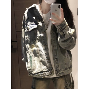 【有货】cleanfit泼墨涂鸦牛仔外套男女美式工装夹克J61HH-特P72图片