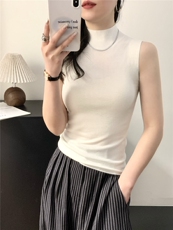 设计感小众半高领背心2025夏季新款修身显瘦气质无袖上衣女,女装背心吊带,缘满羊绒, 设计感小众半高领背心2025夏季新款修身显瘦气质无袖上衣女,女装背心吊带,缘满羊绒,