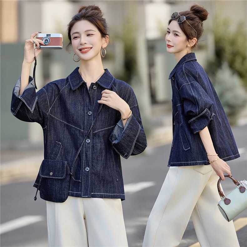 2025秋装新款时尚设计感牛仔外套，女装短外套，曼琳思菲