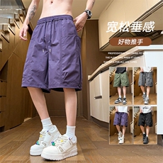 夏季工装短裤男ins潮牌日系休闲百搭潮流痞帅五分裤子DK02512-P45，男装牛仔裤，星座308B-2