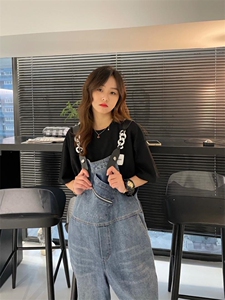 春季新款牛仔背带裤图片