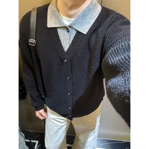 已下单  冬季优雅假两件V领撞色拼接针织开衫毛衣外套~MY2571批68图片