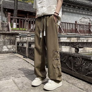 简约宽松直筒工装裤春秋季男潮牌百搭阔腿休闲拖地长裤子 K2827图片
